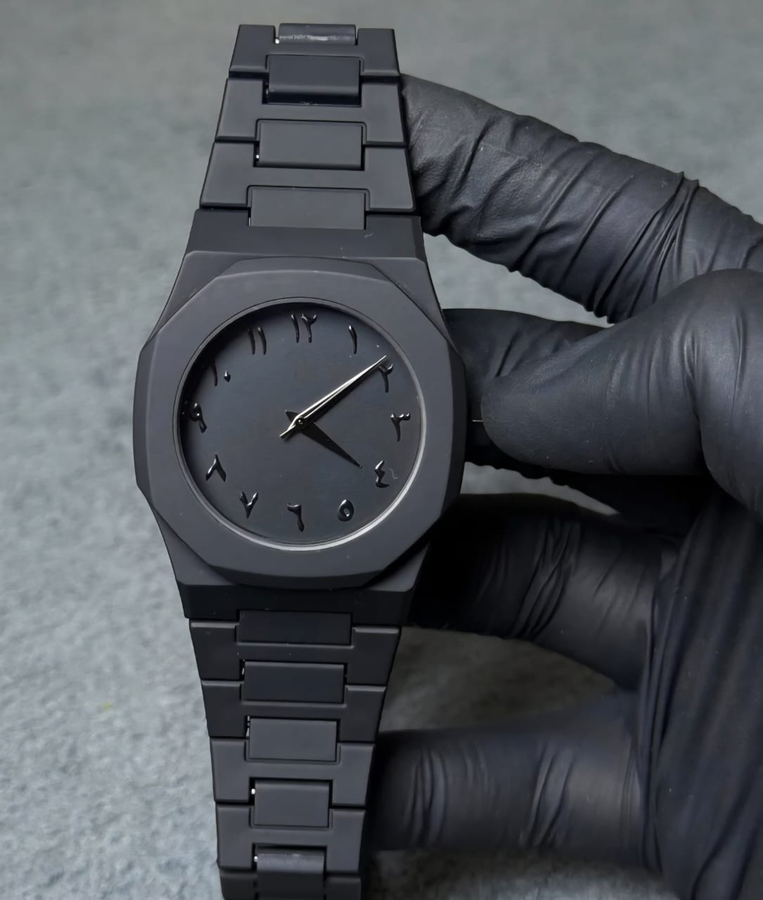 BLACK ARABIC AURA WATCH WITH  FIBER MATERIAL