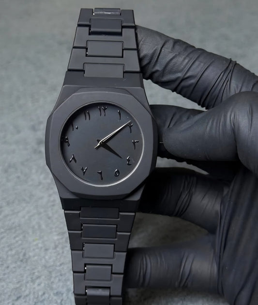 BLACK ARABIC AURA WATCH WITH  FIBER MATERIAL