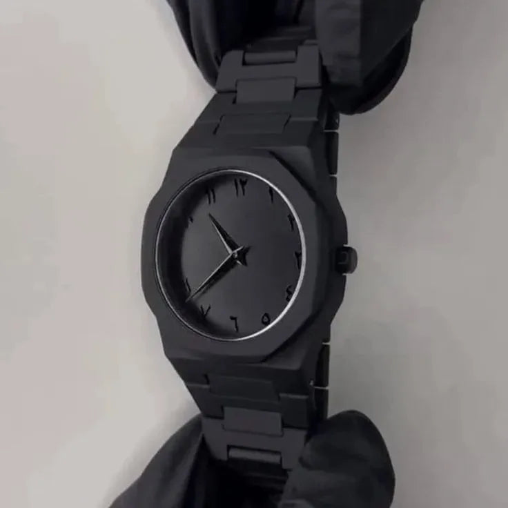 BLACK ARABIC AURA WATCH WITH  FIBER MATERIAL