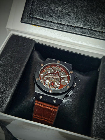 HUBLOT BIG BANG SKELETON WITH BROWN STRAP